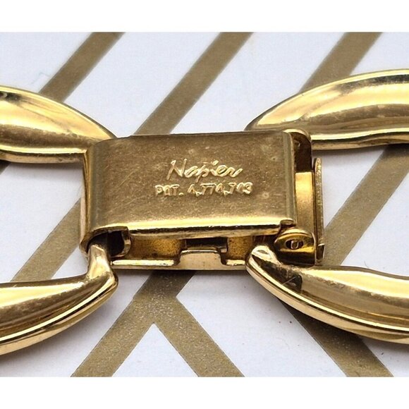 Vintage Napier Statement Chain Necklace Bold Classy Gold Tone Curb Link 24" Flat - Picture 9 of 9